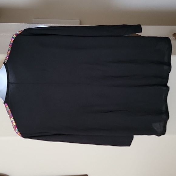 Lane Bryant Multi Color sequined shoulder long sleeve top black size 18/20 NWOT - Picture 5 of 11